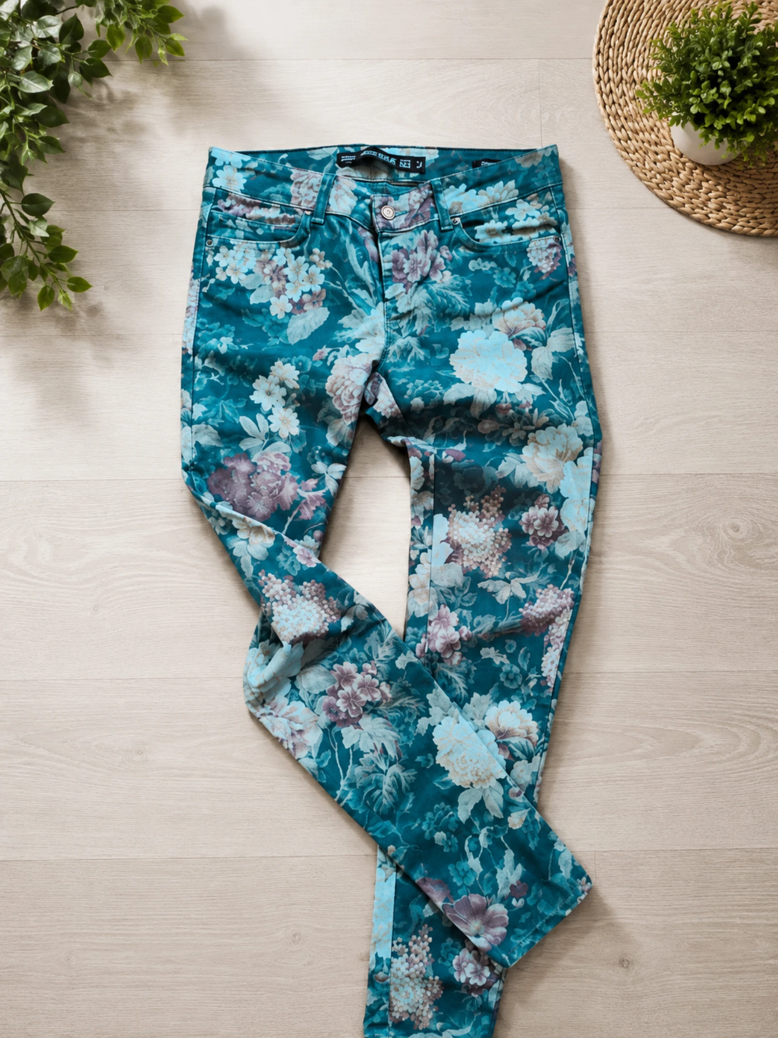 Jegging Zara 36 cáqui motivo floral – photo 2